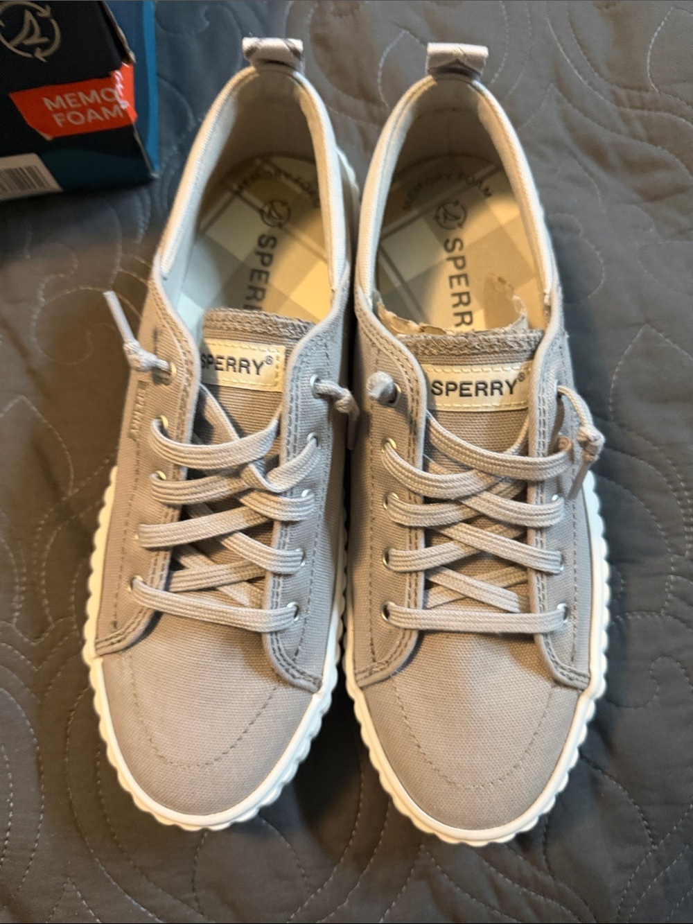 Sperry Pier wave Platform Light Gray Canvas Sneakers NEW IN BOX